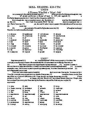Bài luyện tập Tiếng Anh Lớp 10 - Skill Reading - From Unit 6 to Unit 9